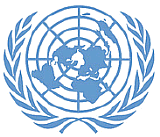 Das blaue Logo der UN stellt grafisch eine Weltkarte dar.